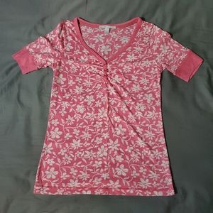 Old Navy Pink Floral Short Sleeve Top